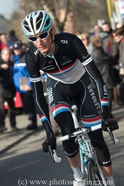 Frank Schleck (Leopard Trek) in his discreet Luxembourg champion kit.