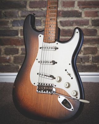 A 1954 Fender Stratocaster, on display at Guitars: The Museum in Umea, Sweden, on February 1, 2014