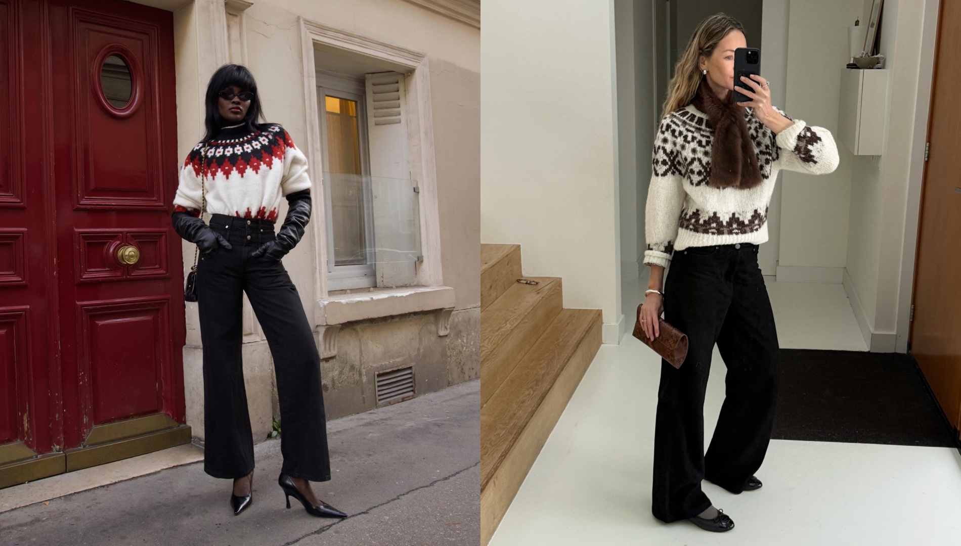 Influencers in Fair Isle sweaters.