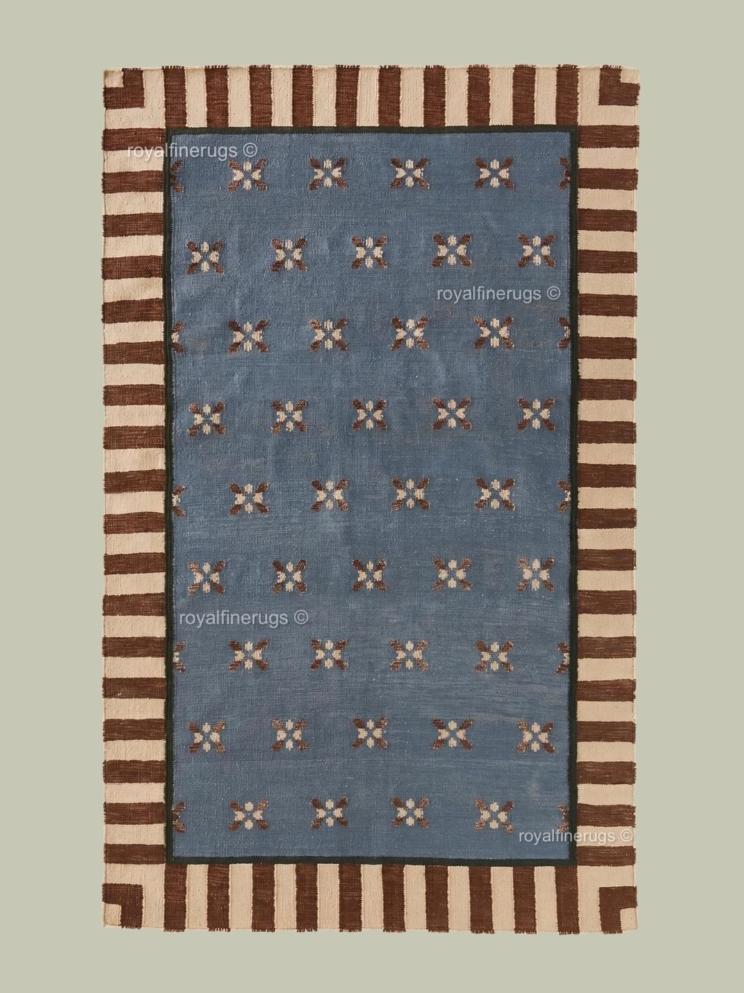 ROYALFINERUGS, Hand Tufted Wool Blue Geometric Scandinavian Rug