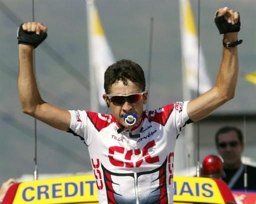 Carlos Sastre pulled his baby's "dummy" (pacifier) from his pocket and put it in his mouth as he won the Tour de France stage at Ax-3 Domaines in 2003.