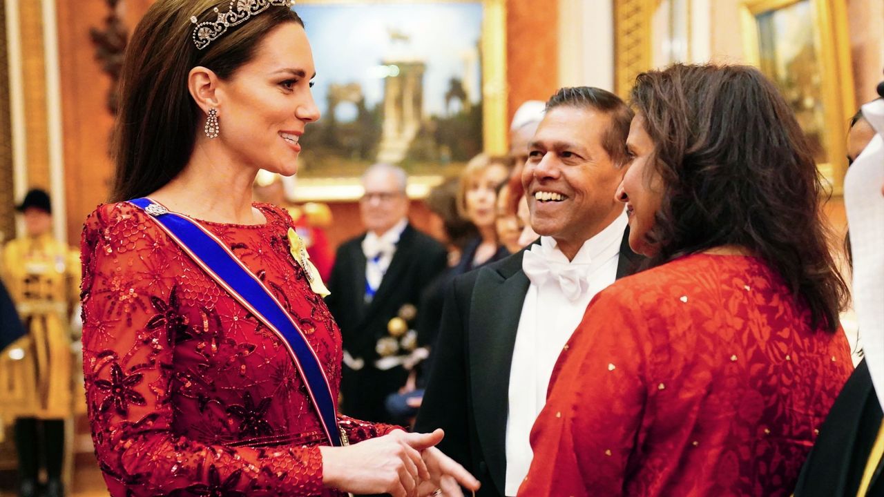 Catherine, Princess of Wales during a Diplomatic Corps reception at Buckingham Palace on December 6, 2022 in London, England. The last Reception for the Diplomatic Corps was hosted by Queen Elizabeth II at Buckingham Palace in December 2019