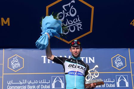 Mark Cavendish (Etixx-QuickStep) with his podium flowers