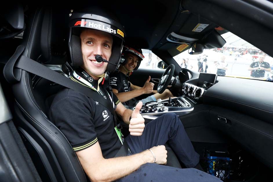 Simon Yates is taken on a hot lap of the Paul Ricard circuit