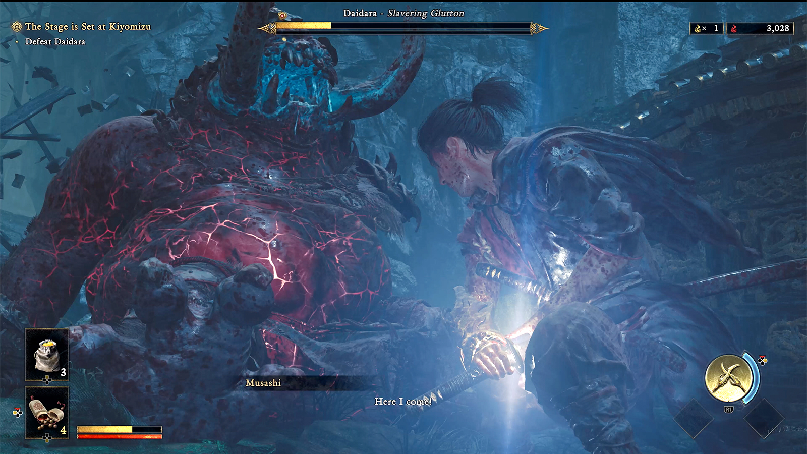 Screens from a horror samurai game