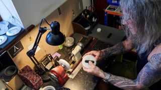 Tim Mills of Bare Knuckle Pickups winding a pickup