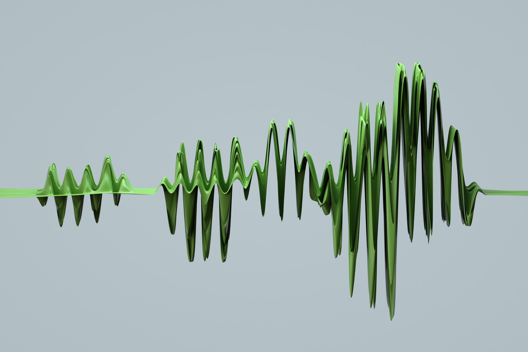 abstract green curve chart on grey background going up and down like a heart monitor