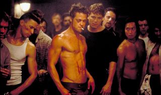 Brad Pitt shirtless smoking Fight Club