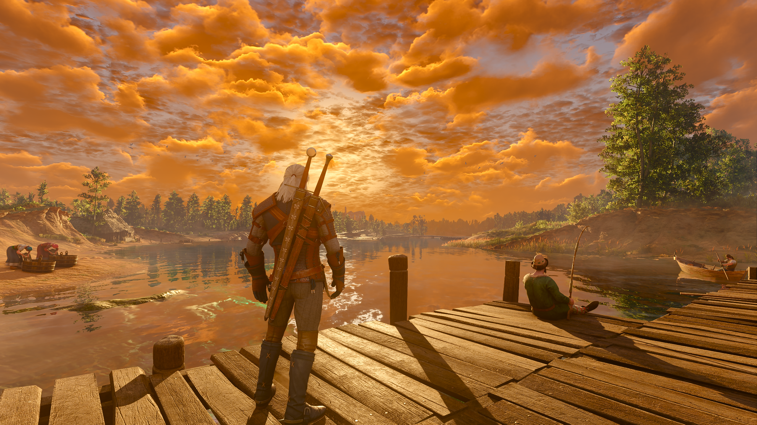 Geralt admires a sunset.