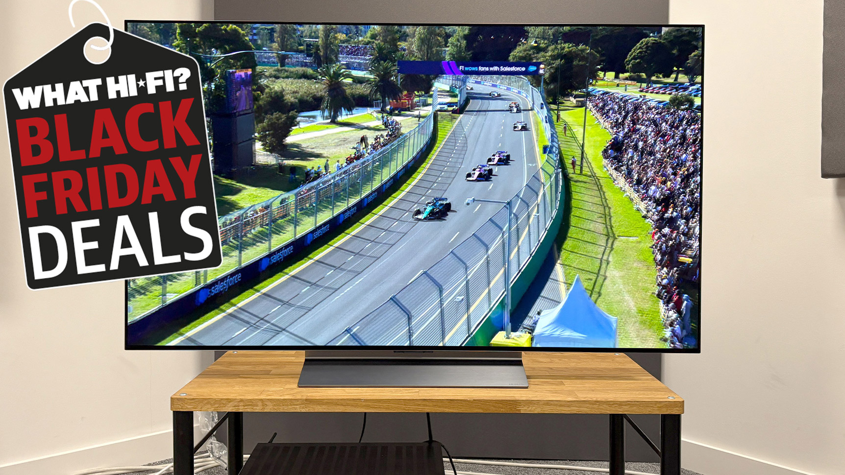 LG C5 on a TV bench with a 