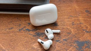 The AirPods Pro laid out on a desk representing how to connect AirPods to a PC