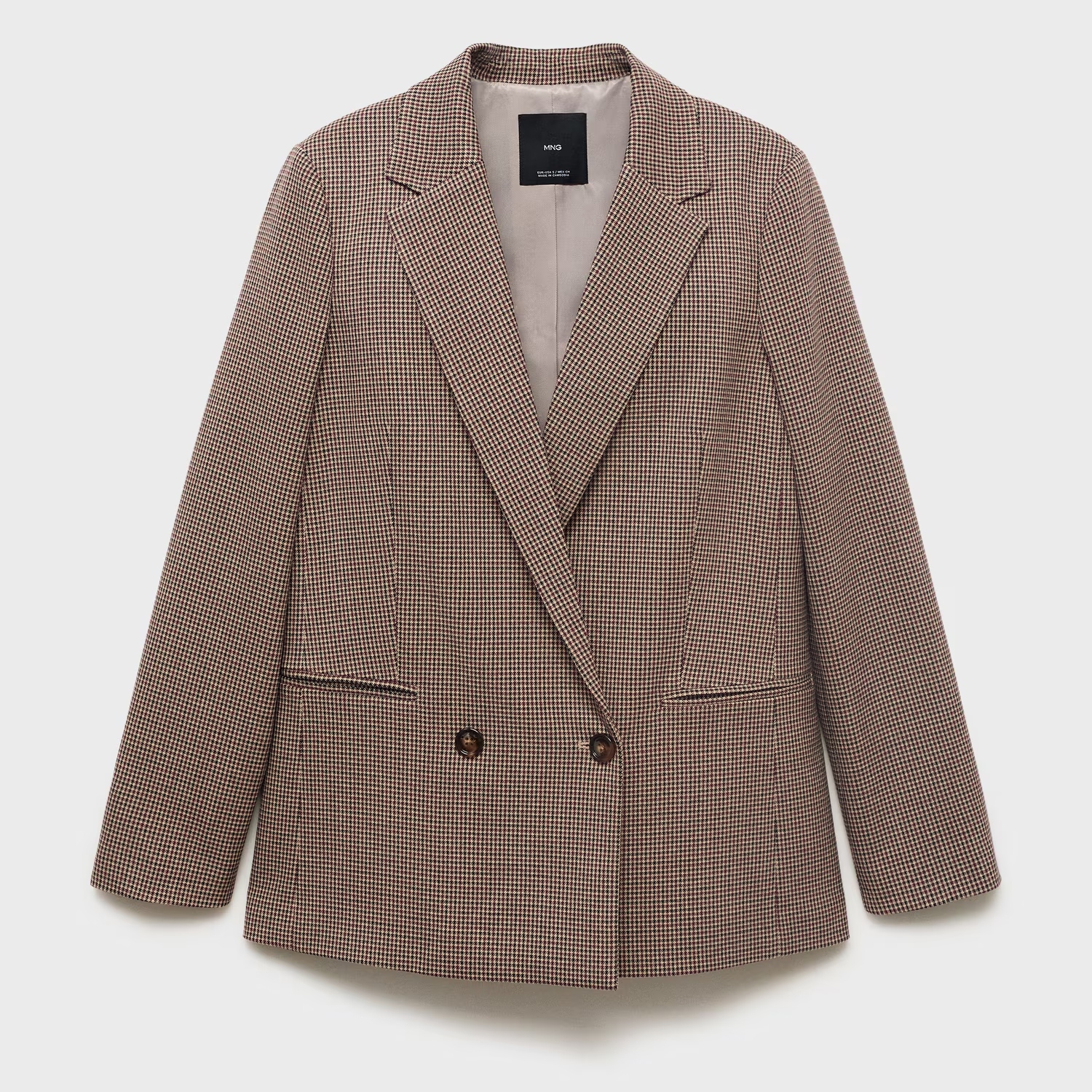 Mango Micro-Houndstooth Double-Breasted Blazer 