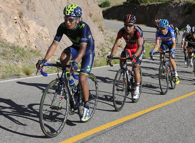 Nairo Quintana (Movistar) at the front on the climb