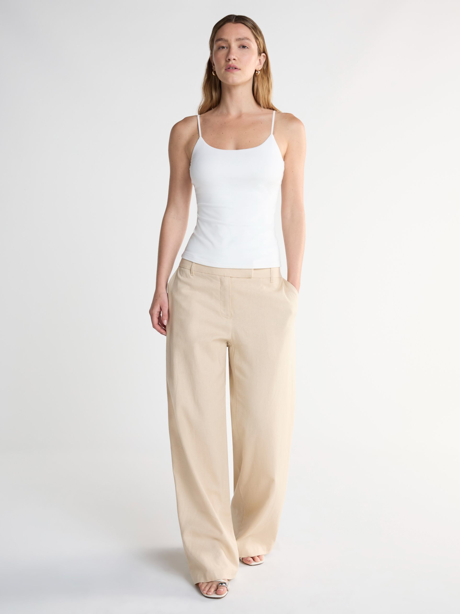 Scoop, Scoop Women's and Women’s Plus Linen Blend Tailored Wide Leg Pants, Sizes 0-26w