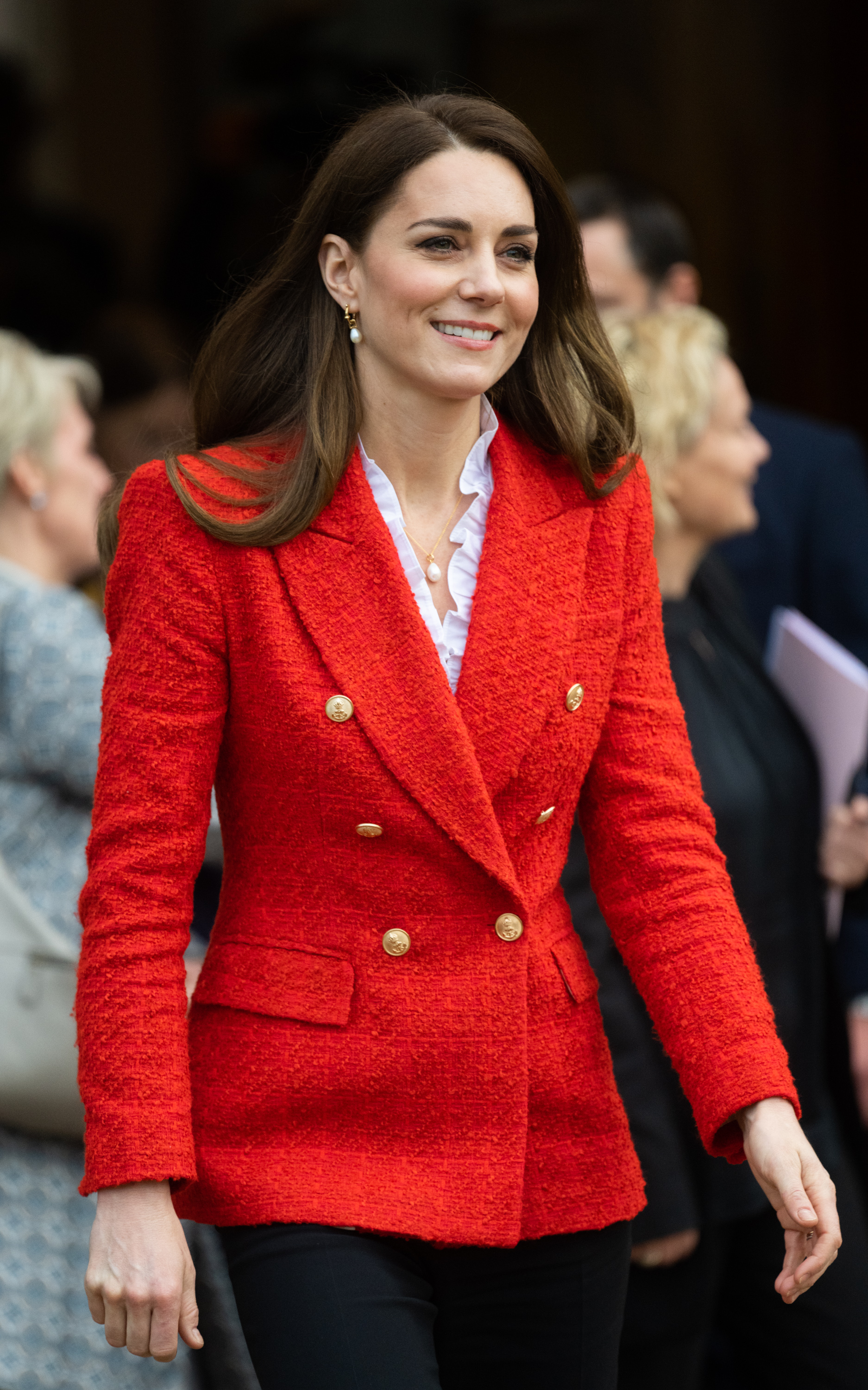 Duchess of Cambridge visits the Copenhagen Infant Mental Health Project at the University of Copenhagen on February 22, 2022 in Copenhagen, Denmark. (Photo by Samir Hussein/WireImage )