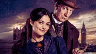 Blu Hunt (as Amelia Rojas) and David Thewlis (as Sherlock Holmes) star in "Sherlock & Daughter" 