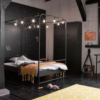 cuckooland black metal small double four poster bed