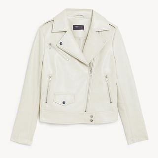M&S White faux leather biker jacket