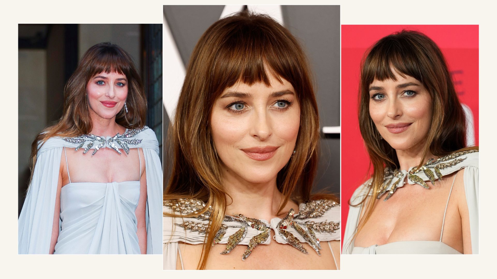 Dakota Johnson at the 2026 Time100 Gala at Jazz at Lincoln Center with a micro fringe hairstyle