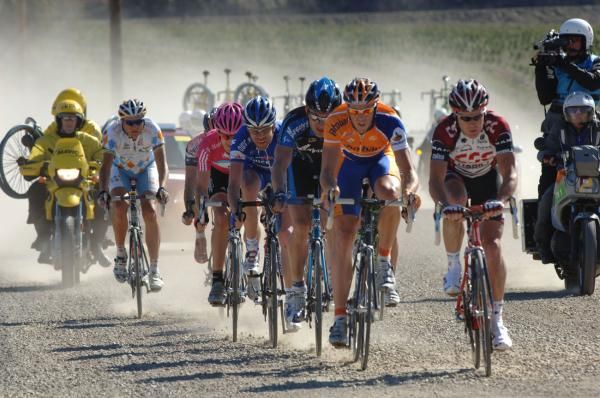 Strong men: Mathew Hayman follows Stuart O'Grady at the 2007 Tour of California.