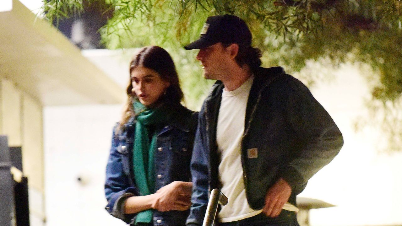 Kaia Gerber leaving an event with a friend