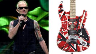 David Lee Roth (left) and Eddie Van Halen's Frankenstein guitar
