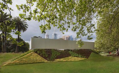 Gardens with trees & central building