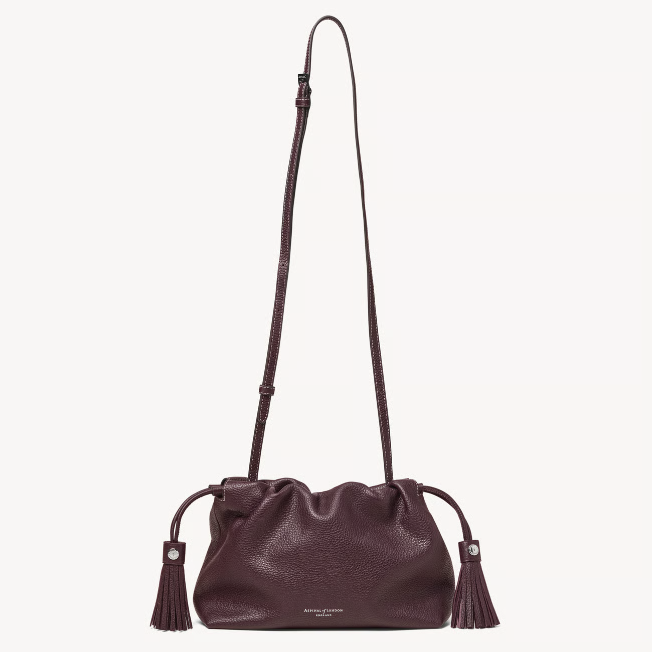 A burgundy handbag