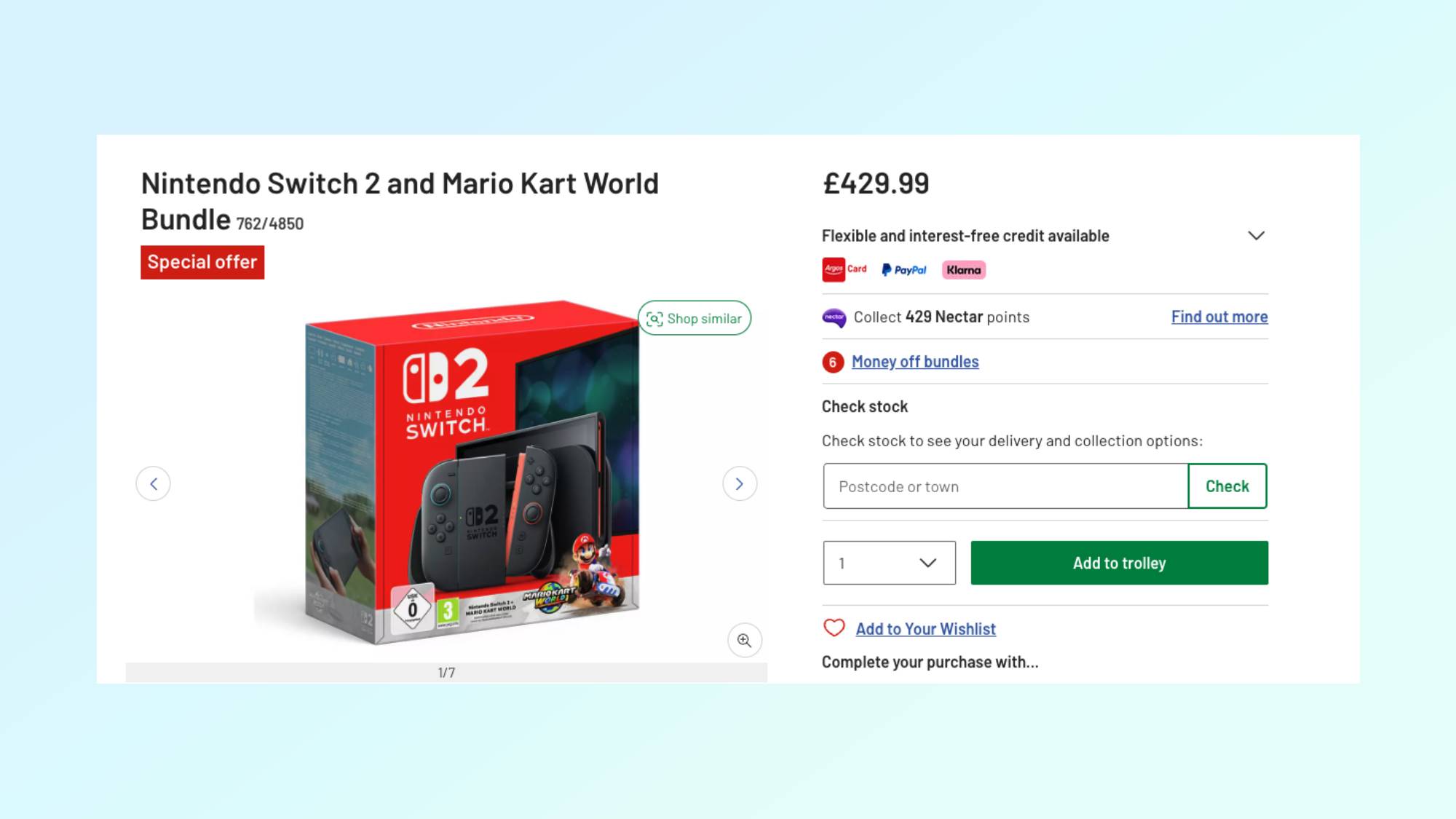 Nintendo Switch 2 MK Bundle in stock at Argos.co.uk