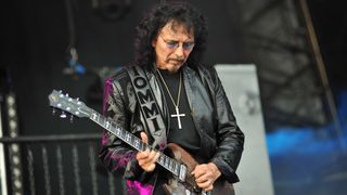 Tony Iommi of Heaven and Hell live on stage at High Voltage on July 24, 2010.