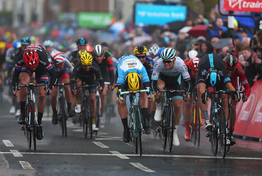 Danny Van Poppel (R) of Team Sky and the Netherlands wins the second stage of the 2016 Tour de Yorkshire