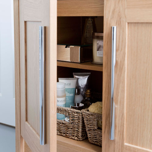 bathroom with wooden cupboard