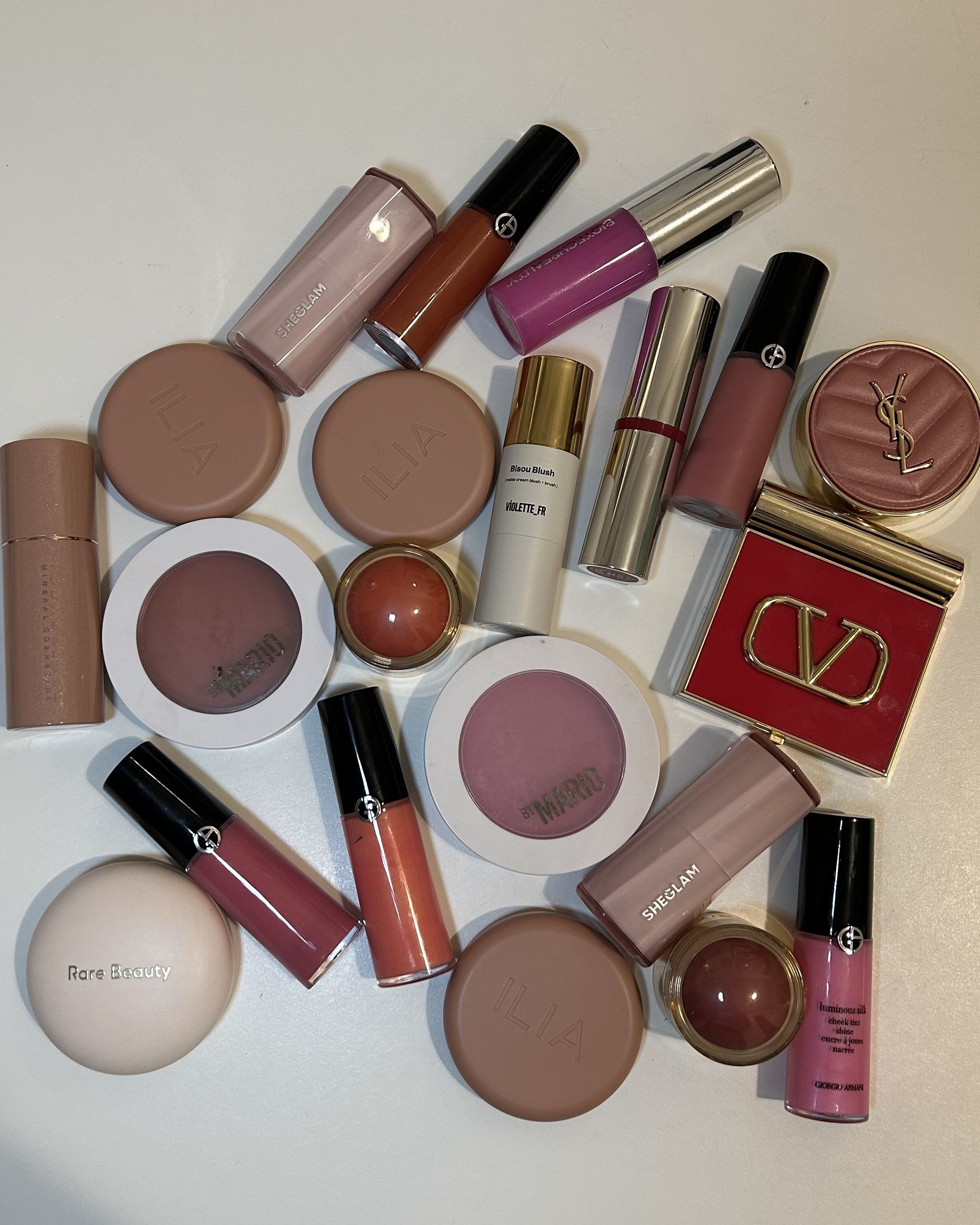 A portion of Brascia's blush collection.