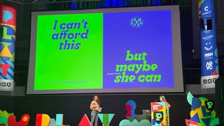 Malika Favre on stage at Birmingham Design Festival 