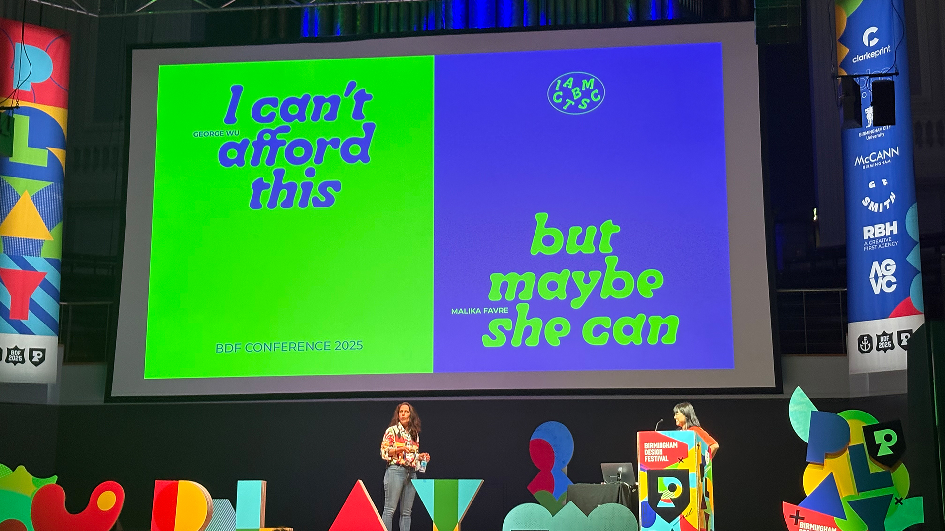 Malika Favre on stage at Birmingham Design Festival 