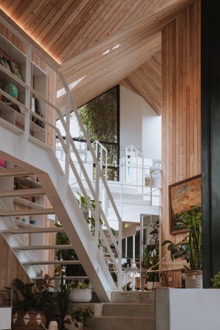 Colombian Casa SKL's dramatic metal staircase and internal angles