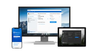 TeamViewer demonstrated on a monitor, smartphone and tablet