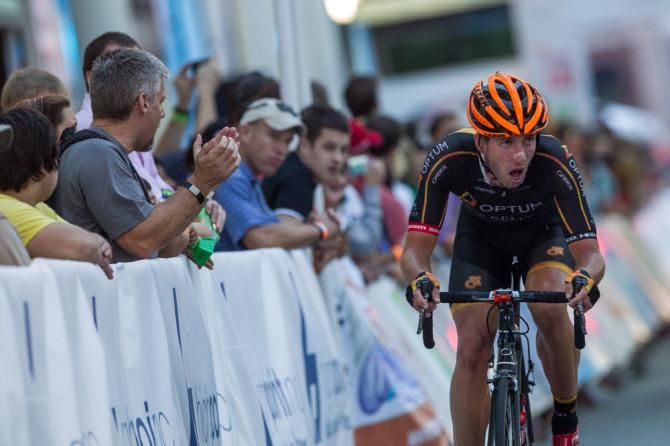 Scott Zwizanski (Optum) tries a move off the front with only a few laps left.