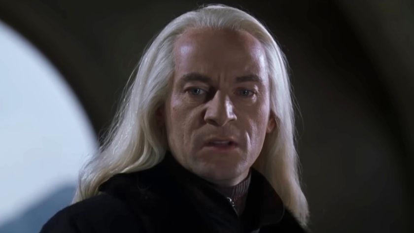 Lucius Malfoy (Jason Isaacs) speaks to Dobby in Harry Potter and the Chamber of Secrets.