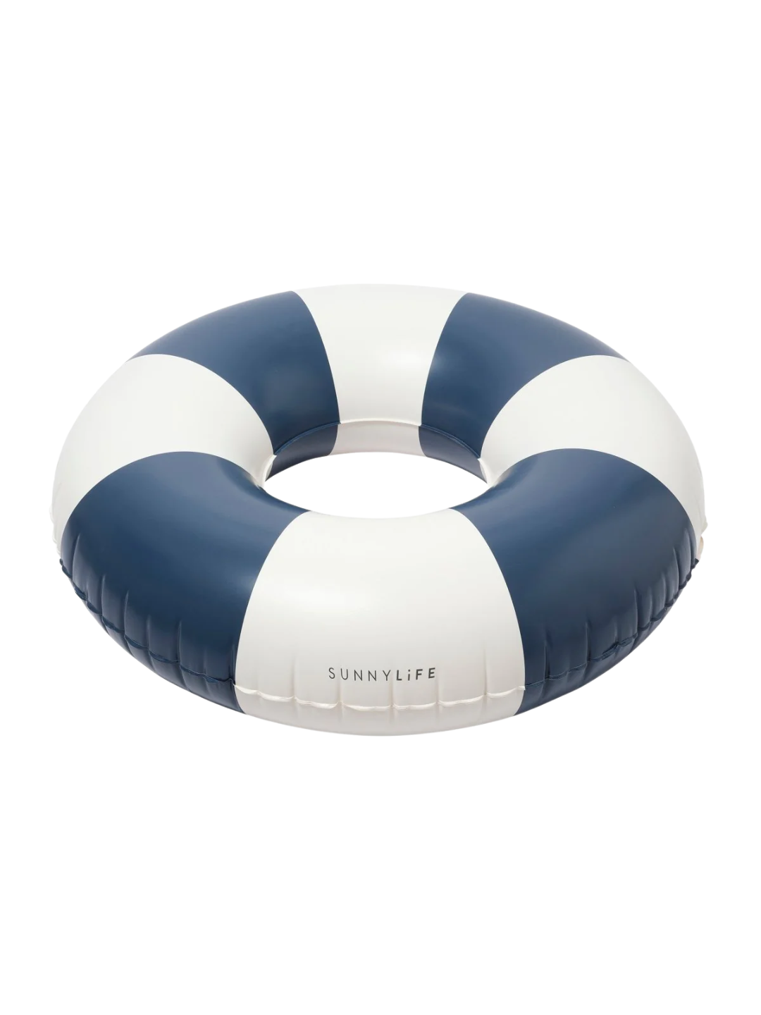 a blue and white pool float