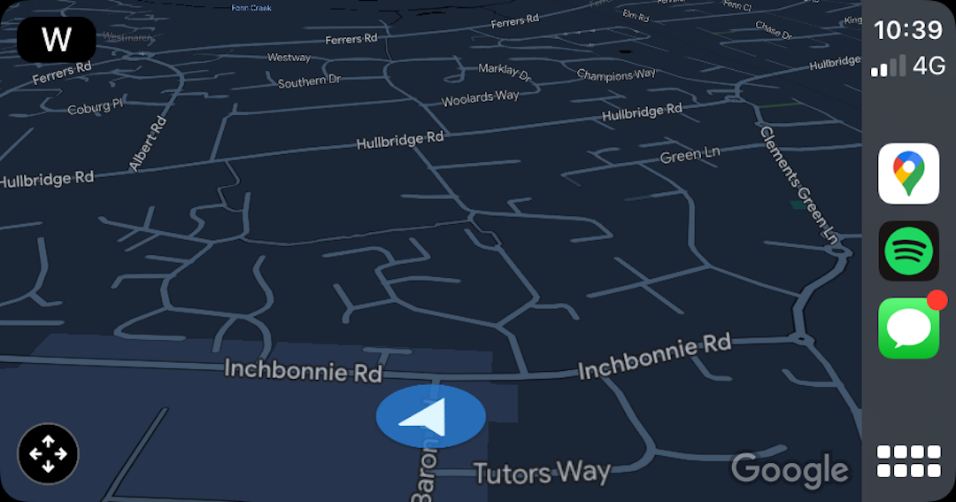 Google Maps CarPlay screenshot