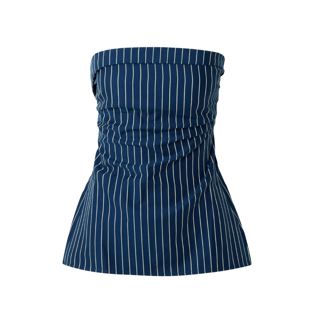 FAITHFULL, Britta Striped Gathered Cotton-Twill Top