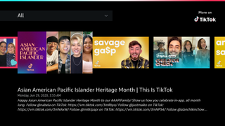 A screenshot from the More on TikTok app on Amazon Fire TV.