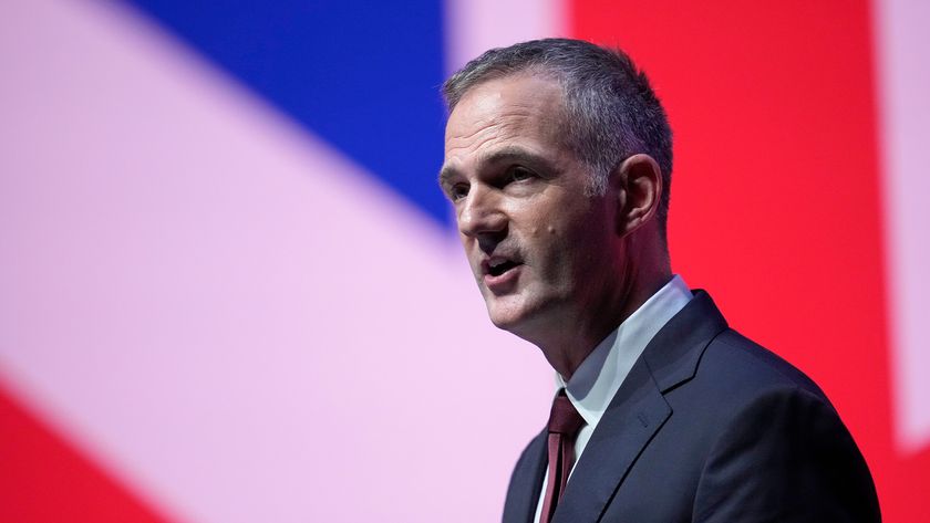 UK science and technology secretary Peter Kyle pictured speaking on stage during day two of the Labour Party conference on October 9, 2023 in Liverpool, England. 