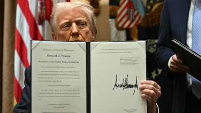 Trump speaks after signing a pardon for US businessman Devon Archer in March 2025