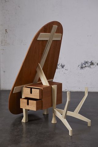 Dolmen table by Enric Miralles, made of cherry and tulipwood