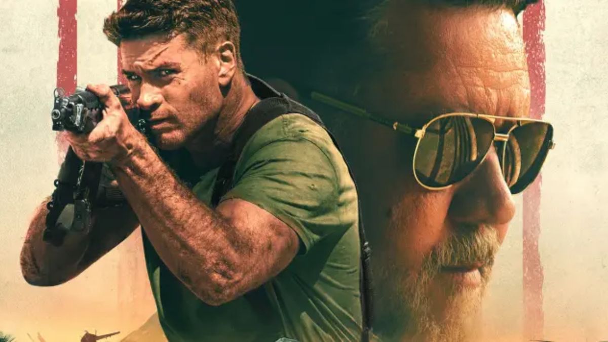 Liam Hemsworth and Russel Crowe in Land of Bad on Netflix