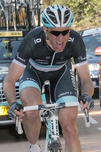 Jens Voigt (Leopard-Trek) races in support of his team leader, who would go on to win the race