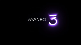 The words 'Ayaneo 3' in white loom in the centre of a black void. The '3' is noticeably bigger than the other text.