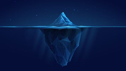 A digital rendering of an iceberg.